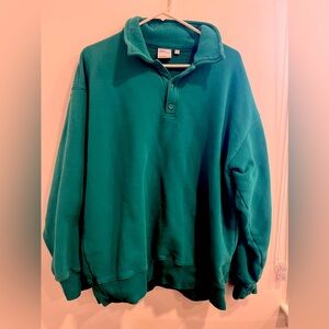 Aritzia TNA Sweatfleece Cozy Fleece Boyfriend Fit Polo Sweatshirt